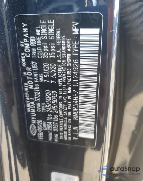 2020 Hyundai Palisade Limited from USA, damaged, VIN KM8R54HE2LU124926